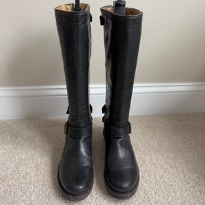 Frye Women's Veronica Back Zip Tall Black Leather Boots - size 7